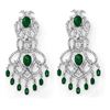 Image 1 : 17.30 ctw Emerald & Diamond Earrings 14k White Gold - REF-490G9W