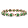 Image 2 : 13.19 ctw Jade & Diamond Micro Pave Halo Bracelet 10k Rose Gold - REF-305A8N