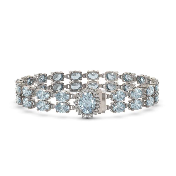29.32 ctw Sky Topaz & Diamond Bracelet 14K White Gold - REF-218Y2X