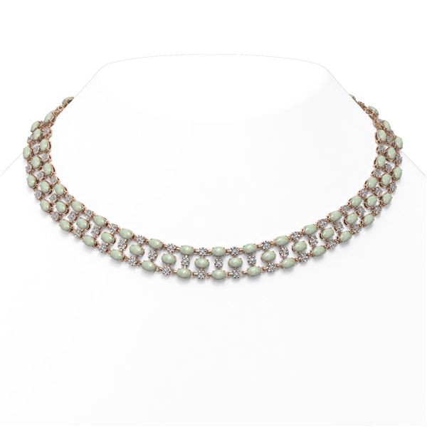 34.85 ctw Opal & Diamond Necklace 10K Rose Gold - REF-618A2N