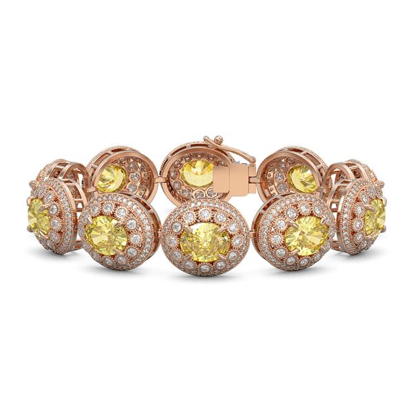40.37 ctw Canary Citrine & Diamond Victorian Bracelet 14K Rose Gold - REF-1186H4R