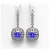 Image 1 : 13.4 ctw Tanzanite & Diamond Victorian Earrings 14K White Gold - REF-527Y3X