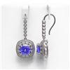 Image 2 : 13.4 ctw Tanzanite & Diamond Victorian Earrings 14K White Gold - REF-527Y3X