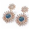 Image 3 : 6.5 ctw London Topaz & Diamond Earrings 18K Rose Gold - REF-327Y3X