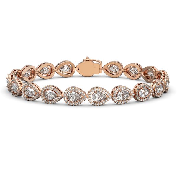14.28 ctw Pear Cut Diamond Micro Pave Bracelet 18K Rose Gold - REF-1987R8K