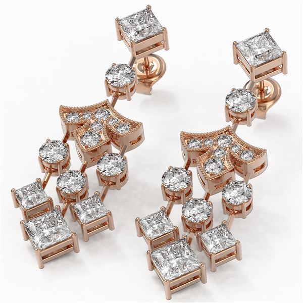 5.5 ctw Princess Cut Diamond Designer Earrings 18K Rose Gold - REF-722H4R