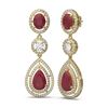 Image 2 : 15.92 ctw Ruby & Diamond Earrings 18K Yellow Gold - REF-663M6G