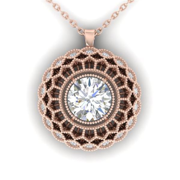 1.25 ctw Certified VS/SI Diamond Art Deco Necklace 14k Rose Gold - REF-315G3W