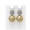 Image 1 : 0.63 ctw Diamond & Pearl Earrings 18K White Gold - REF-71W6H