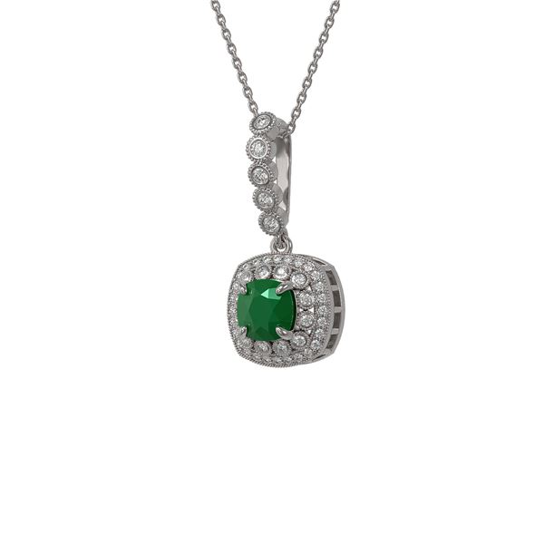 2.55 ctw Certified Emerald & Diamond Victorian Necklace 14K White Gold - REF-100F2M