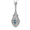 Image 3 : 9.05 ctw Aquamarine & Diamond Necklace 18K White Gold - REF-527Y3X