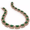 Image 2 : 137.65 ctw Emerald & Diamond Victorian Necklace 14K Rose Gold - REF-3181N8F
