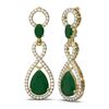 Image 2 : 9.85 ctw Emerald & Diamond Earrings 18K Yellow Gold - REF-263H6R