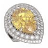 Image 1 : 17.38 ctw Canary Citrine & Diamond Victorian Ring 14K White Gold - REF-250R5K