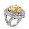 Image 2 : 17.38 ctw Canary Citrine & Diamond Victorian Ring 14K White Gold - REF-250R5K