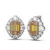 Image 2 : 13.4 ctw Canary Citrine & Diamond Earrings 18K White Gold - REF-517R6K