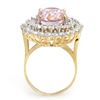Image 2 : 12.08 ctw Kunzite & Diamond Ring 14k Yellow Gold - REF-264F2M
