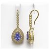 Image 2 : 8.95 ctw Tanzanite & Diamond Victorian Earrings 14K Yellow Gold - REF-345K5Y