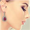 Image 3 : 31.74 ctw Certified Ruby & Diamond Victorian Earrings 14K White Gold - REF-646A4N