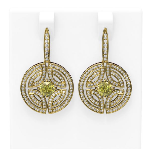 3.36 ctw Fancy Yellow Diamond Earrings 18K Yellow Gold - REF-453G8W