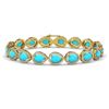 Image 1 : 13.19 ctw Turquoise & Diamond Micro Pave Halo Bracelet 10k Yellow Gold - REF-305M8G