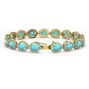 Image 2 : 13.19 ctw Turquoise & Diamond Micro Pave Halo Bracelet 10k Yellow Gold - REF-305M8G