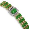 Image 3 : 20.53 ctw Jade & Diamond Bracelet 14K Yellow Gold - REF-294Y5X