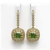 Image 1 : 14.1 ctw Tourmaline & Diamond Victorian Earrings 14K Yellow Gold - REF-331X5A
