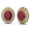 Image 2 : 15.47 ctw Ruby & Diamond Earrings 18K Yellow Gold - REF-427Y3X