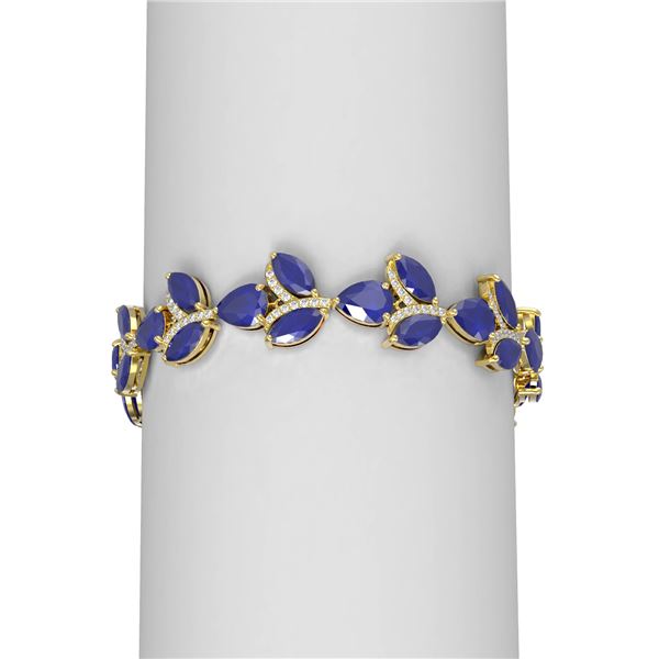 40.92 ctw Sapphire & Diamond Bracelet 18K Yellow Gold - REF-527W3H