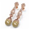 Image 1 : 3 ctw Diamond & Pearl Earrings 18K Rose Gold - REF-318M8G