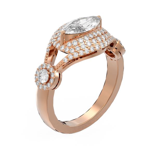 2.11 ctw Marquise Diamond Ring 18K Rose Gold - REF-498R8K