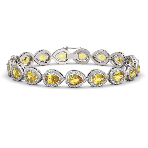 15.91 ctw Fancy Citrine & Diamond Micro Pave Halo Bracelet 10k White Gold - REF-318R2K