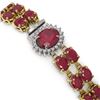 Image 3 : 34.17 ctw Ruby & Diamond Bracelet 14K Yellow Gold - REF-269H2R