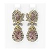 Image 1 : 12.13 ctw Morganite & Diamond Earrings 18K Yellow Gold - REF-647W3H