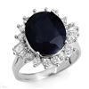 Image 1 : 8.99 ctw Blue Sapphire & Diamond Ring 18k White Gold - REF-124N2F