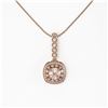 Image 2 : 2.15 ctw Morganite & Diamond Victorian Necklace 14K Rose Gold - REF-86G8W