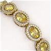 Image 3 : 12.73 ctw Fancy Citrine & Diamond Micro Pave Halo Bracelet 10k Yellow Gold - REF-263X6A