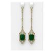 Image 1 : 13.65 ctw Emerald & Diamond Earrings 18K Yellow Gold - REF-354N5F