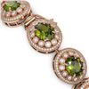 Image 3 : 44.22 ctw Tourmaline & Diamond Victorian Bracelet 14K Rose Gold - REF-1342N4F