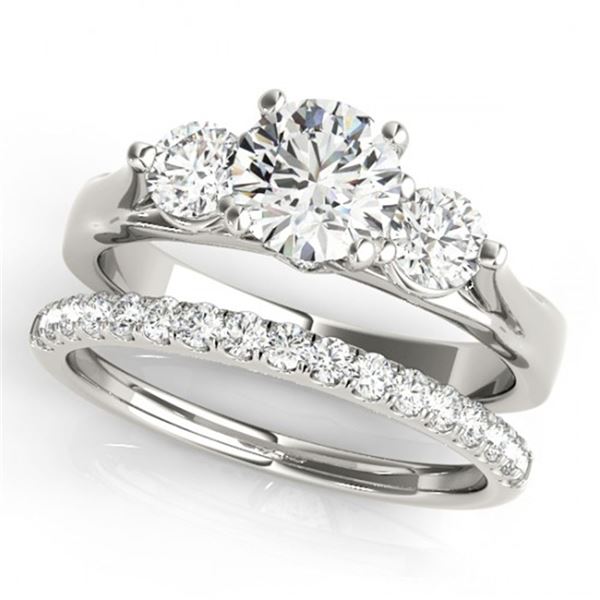 2.17 ctw VS/SI Diamond 3 Stone 2pc Wedding Set 14k White Gold - REF-395R5K