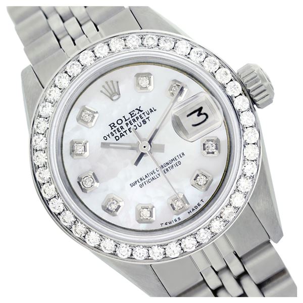 Rolex Men's Stainless Steel, QuickSet, Diam Dial & Diam/Emerald Bezel - REF-521A2N