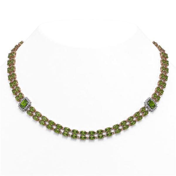 37.23 ctw Tourmaline & Diamond Necklace 14K Rose Gold - REF-527G3W