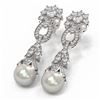 Image 3 : 6.87 ctw Diamond & Pearl Earrings 18K White Gold - REF-544H3R