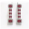 Image 1 : 11.98 ctw Ruby & Diamond Earrings 14K White Gold - REF-214G8W