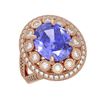 Image 1 : 6.96 ctw Certified Tanzanite & Diamond Victorian Ring 14K Rose Gold - REF-302H4R