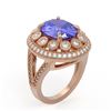 Image 2 : 6.96 ctw Certified Tanzanite & Diamond Victorian Ring 14K Rose Gold - REF-302H4R