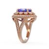 Image 3 : 6.96 ctw Certified Tanzanite & Diamond Victorian Ring 14K Rose Gold - REF-302H4R