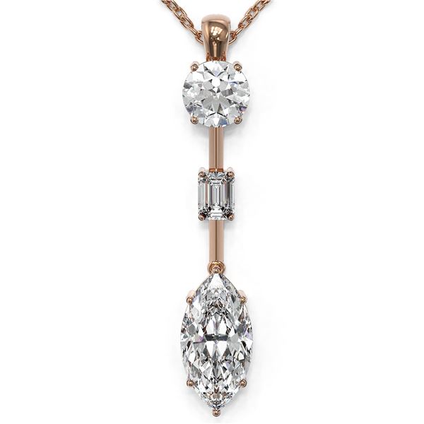 2.5 ctw Marquise Cut Diamond Designer Necklace 18K Rose Gold - REF-666W2H
