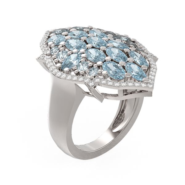 5.54 ctw Aquamarine & Diamond Ring 18K White Gold - REF-229F3M